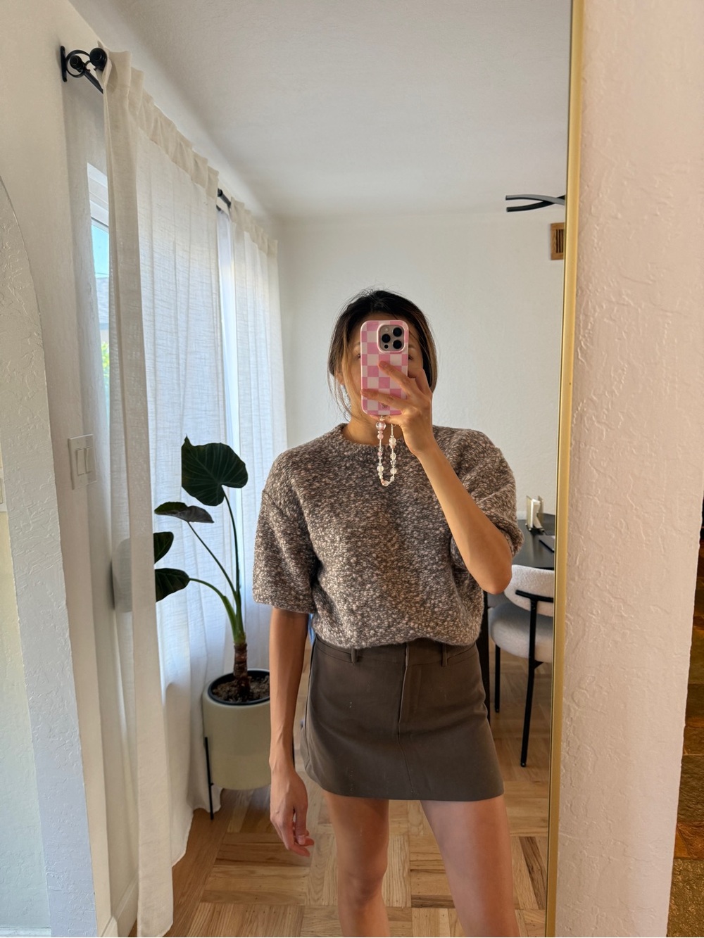ASTR The Label Grey and Pink Bouclé Knit Sweater